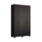 Guarda-roupa Solteiro Ripado 4 Portas Dakota Preto Ac
