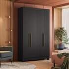 Guarda-roupa Solteiro Ripado 4 Portas Dakota Preto Ac