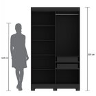 Guarda-roupa Solteiro Ripado 4 Portas Dakota Preto Ac