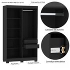 Guarda-roupa Solteiro Ripado 4 Portas Dakota Preto Ac