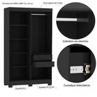 Guarda-roupa Solteiro Ripado 4 Portas Dakota Preto Ac