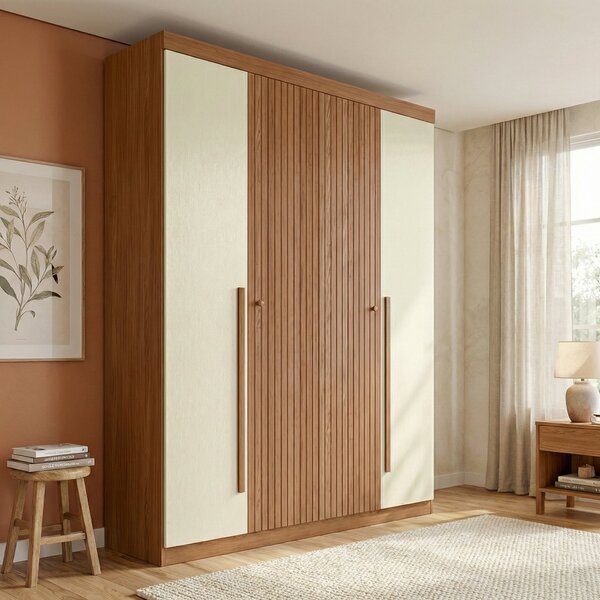 Guarda Roupa Solteiro Ripado 4 Portas E 2 Gavetas Antony Jato