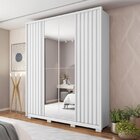 Guarda Roupa Solteiro Ripado Com Espelho 4 Portas 3 Gavetas E