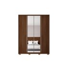 Guarda Roupa Solteiro Ripado Com Espelho 4 Portas 3 Gavetas E