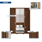 Guarda Roupa Solteiro Ripado Com Espelho 4 Portas 3 Gavetas E