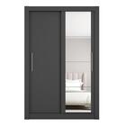 Guarda Roupa Solteiro Rita 2 Portas Com Espelho Preto