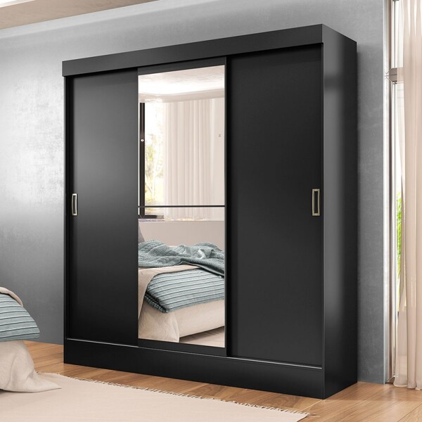 Guarda-roupa Solteiro San Marino 3 Portas 2 Gavetas Com Espel