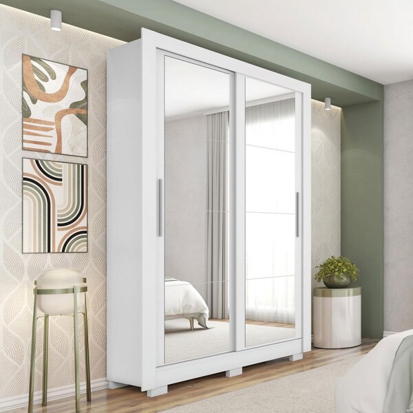 Guarda-roupa Solteiro Santiago 2 Portas 2 Gavetas Espelhado B