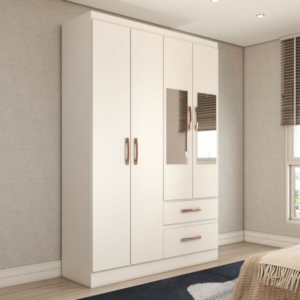 Guarda-roupa Solteiro São Francisco 4 Portas 2 Gavetas Com Es