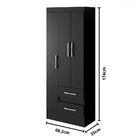 Guarda-roupa Solteiro Sartori 3 Portas 2 Gavetas  Preto - Pnr
