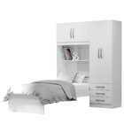 Guarda-roupa Solteiro Sem Espelho 4 Portas De Abrir Com Cama
