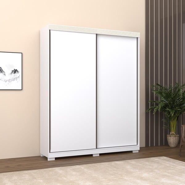 Guarda-roupa Solteiro Sierra Branco 2 Portas De Correr E 3 Ga