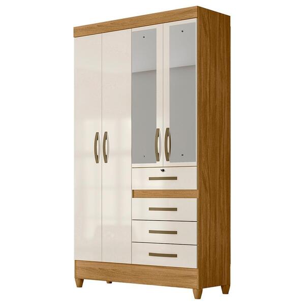 Guarda Roupa Solteiro Sobral 4 Portas E 4 Gavetas Com Espelho