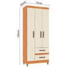 Guarda-roupa Solteiro Sole 3 Portas 2 Gavetas Cinamomo/off Wh
