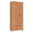 Guarda-roupa Solteiro Sole 3 Portas 2 Gavetas Mel - Pnr Móveis