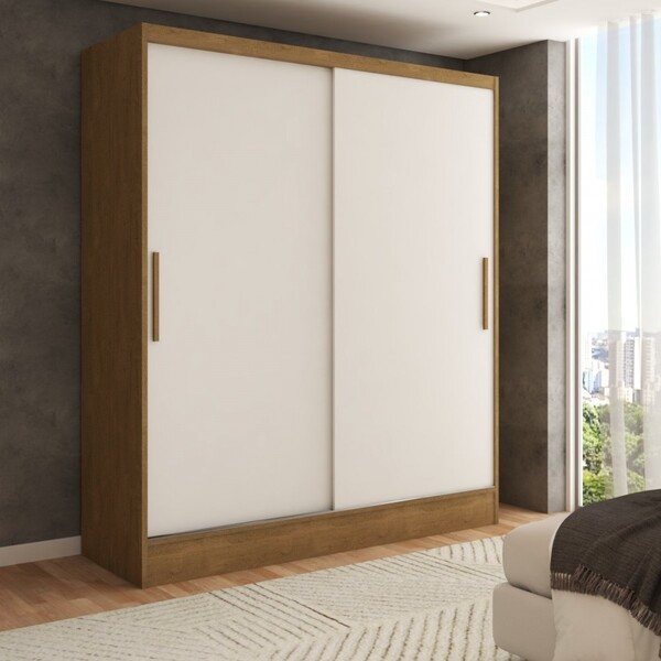 Guarda-roupa Solteiro Swift 2 Portas 2 Gavetas Cinamomo/branc