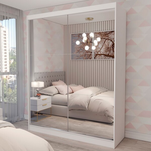 Guarda-roupa Solteiro Swift 2 Portas 2 Gavetas Espelhado Bran