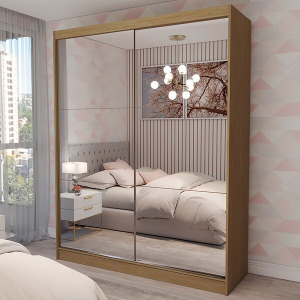 Guarda-roupa Solteiro Swift 2 Portas 2 Gavetas Espelhado Cina