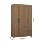 Guarda-roupa Solteiro Tóquio 4 Portas 2 Gavetas Castanho - Po