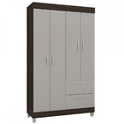 Guarda-roupa Solteiro Tóquio 4 Portas 2 Gavetas Chocolate/off
