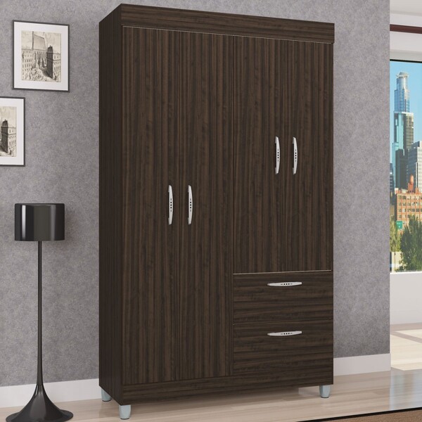 Guarda-roupa Solteiro Tóquio 4 Portas 2 Gavetas Chocolate - P