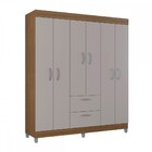 Guarda-roupa Solteiro Tóquio 6 Portas 2 Gavetas Castanho/off