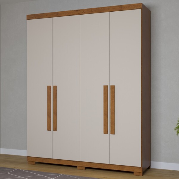 Guarda-roupa Solteiro Trancoso 4 Portas 3 Gavetas 100% Mdf Na