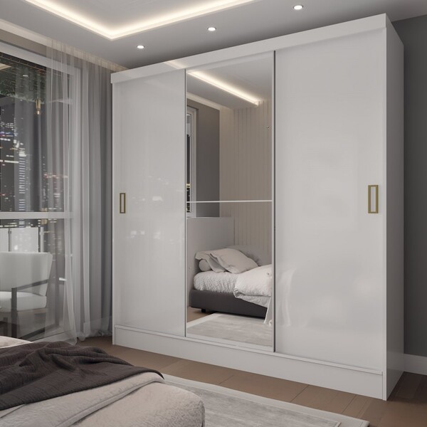 Guarda-roupa Solteiro Triunfo 3 Portas 2 Gavetas Com Espelho