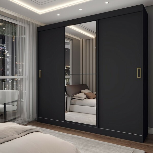 Guarda-roupa Solteiro Triunfo 3 Portas 2 Gavetas Com Espelho