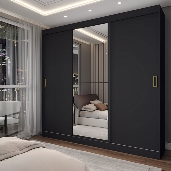 Guarda-roupa Solteiro Triunfo 3 Portas 2 Gavetas Com Espelho