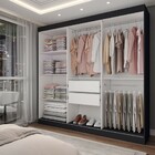 Guarda-roupa Solteiro Triunfo 3 Portas 2 Gavetas Flex Preto/o