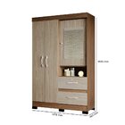 Guarda-roupa Solteiro Urânio 3 Portas E 2 Gavetas Com Espelho