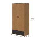 Guarda-roupa Solteiro Valencia 2 Pt 1 Gv Amêndoa E Preto