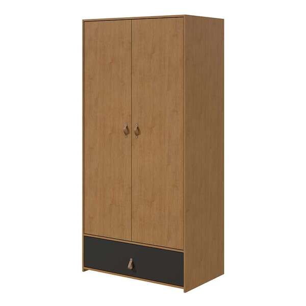 Guarda-roupa Solteiro Valencia 2 Pt 1 Gv Amêndoa E Preto