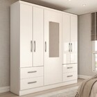 Guarda-roupa Solteiro Virtuoso 5 Portas 4 Gavetas Com Espelho