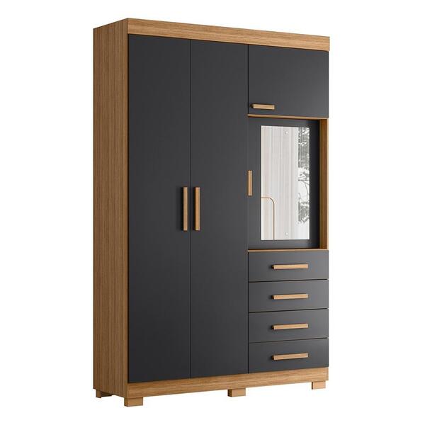 Guarda Roupa Solteiro Virtus 4 Portas E 4 Gavetas - Móveis Al