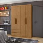 Guarda-roupa Solteiro Zeus 4 Portas 2 Gavetas Amêndoa Clean