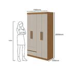 Guarda-roupa Solteiro Zeus 4 Portas 2 Gavetas Amêndoa Clean/o