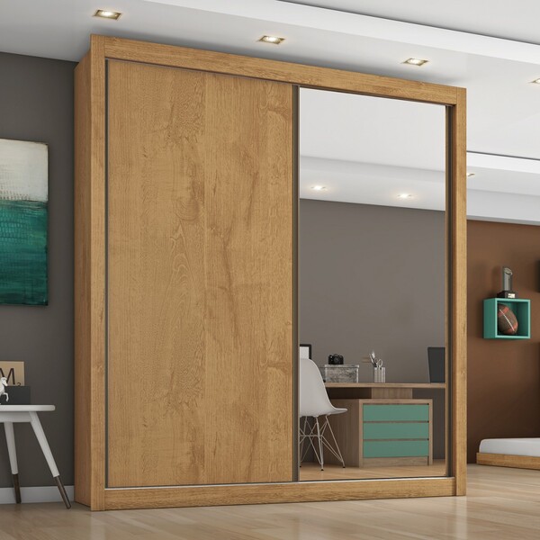 Guarda-roupa Solteiro Zurique 2 Portas 4 Gavetas Amêndoa/off