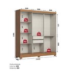 Guarda Roupa Spazio 3 Portas Deslizantes Com Aplique Ripado 2