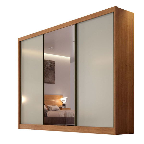 Guarda Roupa Spazzio 3 Portas 6 Gavetas Com Um Espelho Pelicu