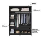 Guarda-roupa Spin Flex 2 Portas E 2 Gavetas - Preto/carvalho