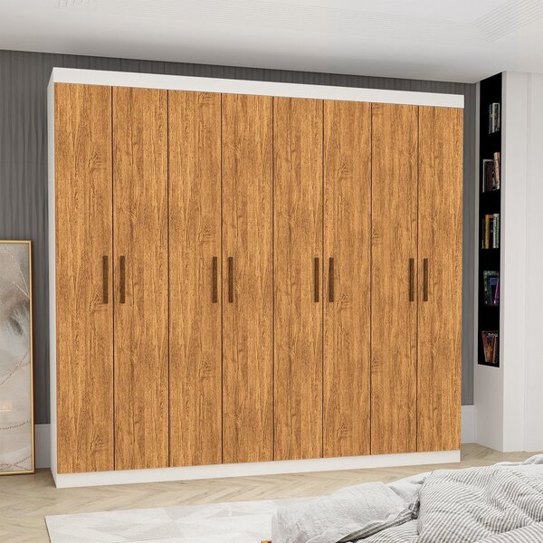Guarda-roupa Stanley 8 Portas 4 gavetas Branco/cinamomo