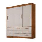 Guarda Roupa Star 3 Portas 9 Gavetas Sallêto Cinamono Off Whi