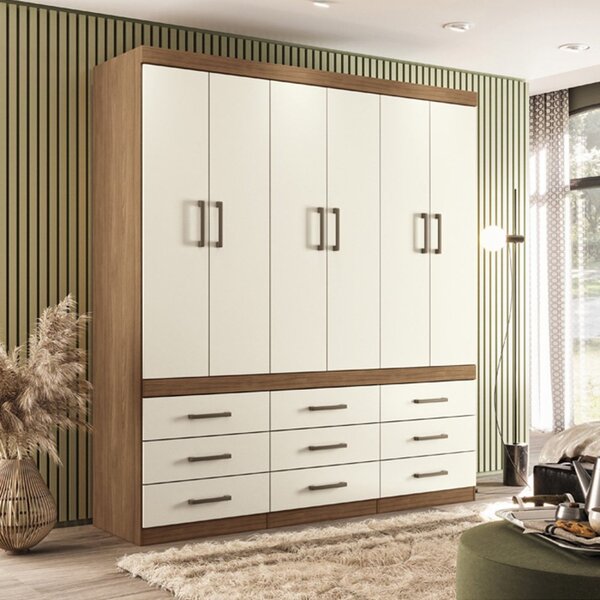 Guarda-roupa Star 6 Portas 9 Gavetas Jatobá/areia