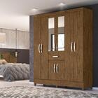 Guarda Roupa Steven Castanho Wood Com Espelho