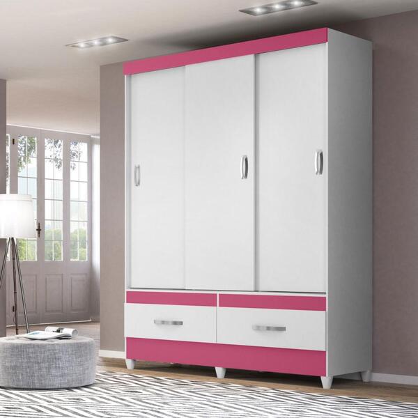 Guarda Roupa Suecia 3 Portas Deslizantes Com Espelho 2 Gaveta