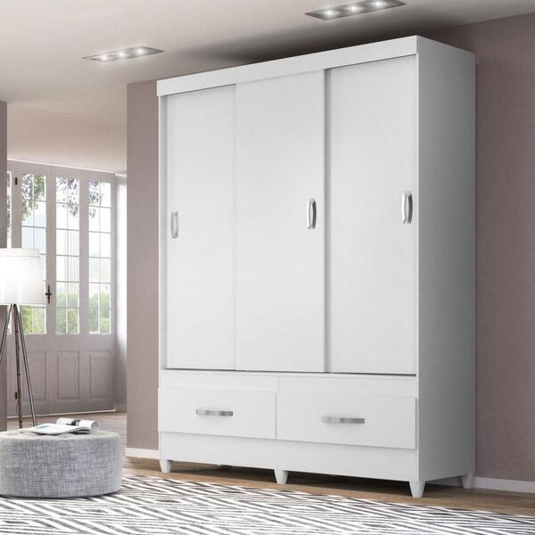 Guarda Roupa Suecia 3 Portas Deslizantes Com Espelho 2 Gaveta