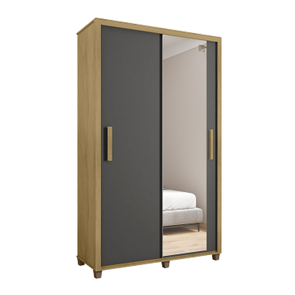 Guarda Roupa Suécia Com Espelho Cinamomo/grafite - Rv Móveis