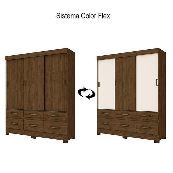 Guarda Roupa Taiga 3 Portas De Correr E 6 Gavetas Flex - Móve